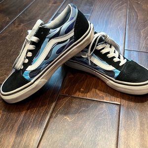 Vans Blue Flame Shoes size 2.5